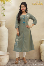 Load image into Gallery viewer, Cotton Kurties With Embroidery  D.no. 220209 (25% discount)
