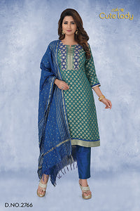 Chanderi Embroidered Suit D.No.2766 (25% DISCOUNT)