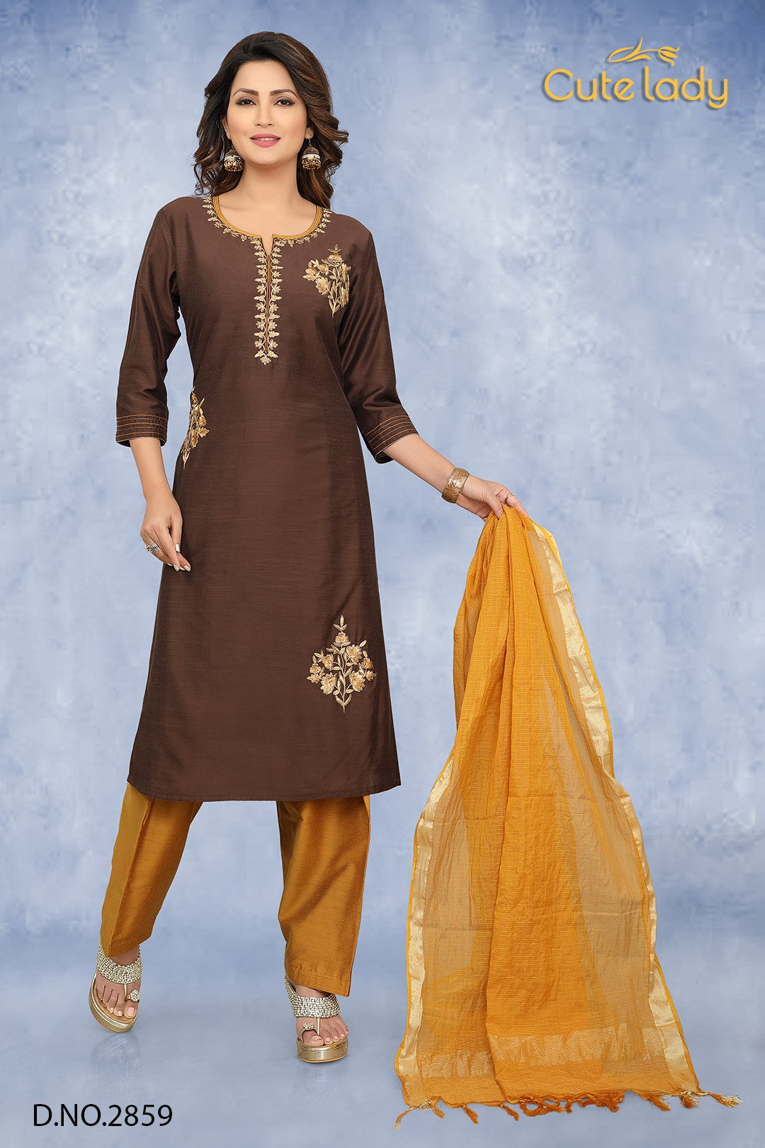 Silk Slubs  Embroidery D.no. 2859 (25% Discount)