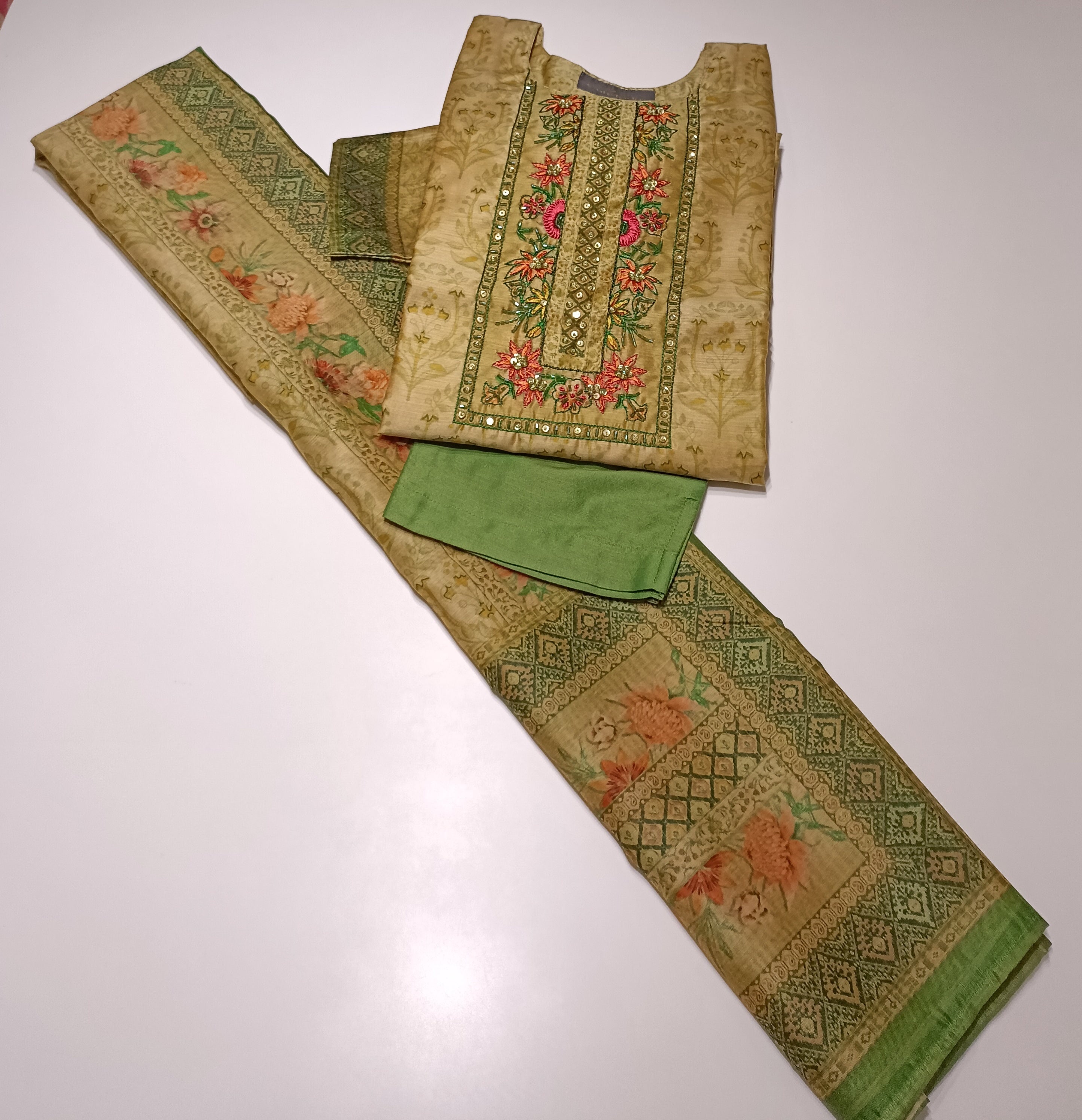 Chanderi Hand Work Embroidery D.no. 3981