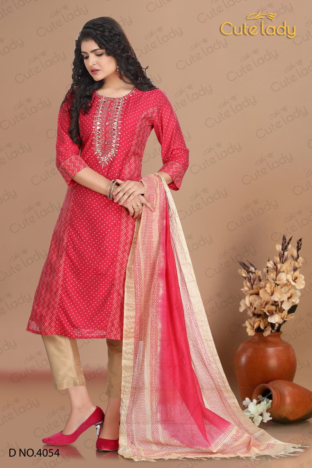 Chanderi  Embroidered Suit D.no. 4054