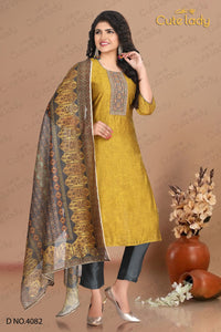 Chanderi  Embroidered Suit D.no. 4082