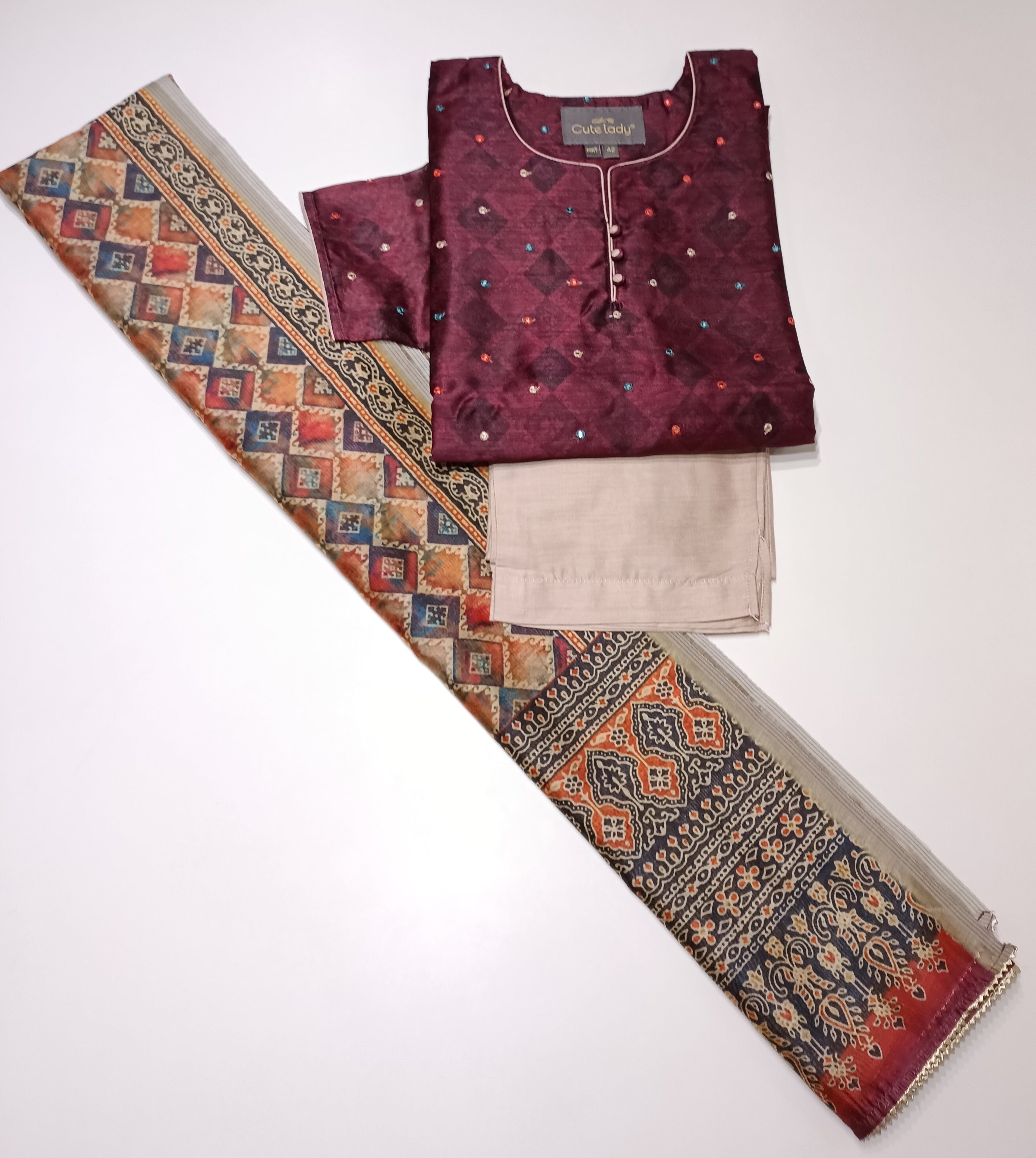 ChanderI Printed with Embroidery D.no. 4086