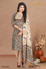 Load image into Gallery viewer, Cotton Slub Printed with Fine Embroidery D.no.5045
