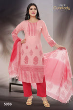 Load image into Gallery viewer, Cotton Slub Printed with Fine Embroidery D.no.5086
