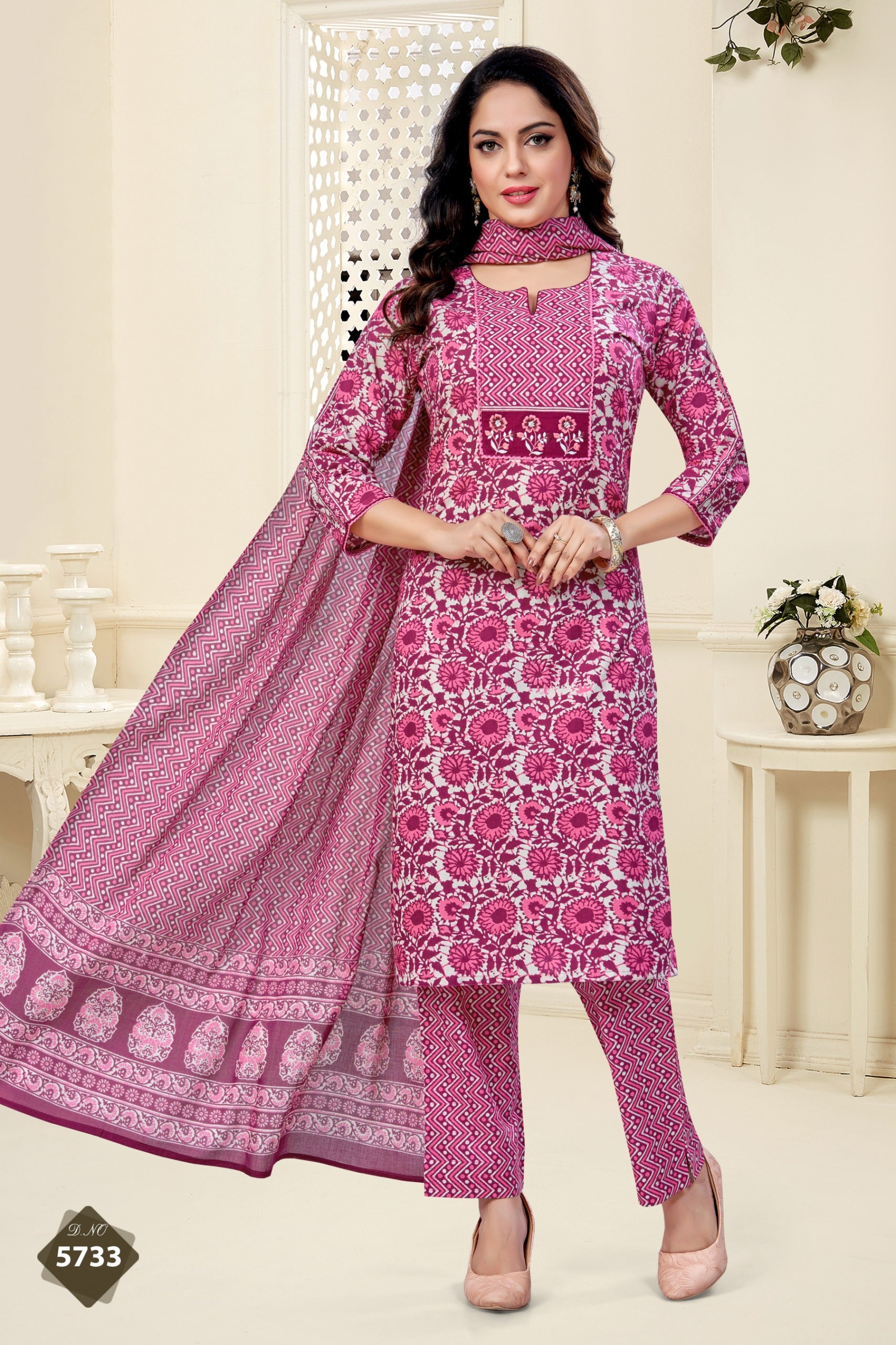 Floral Printed Suit – D.No.5733