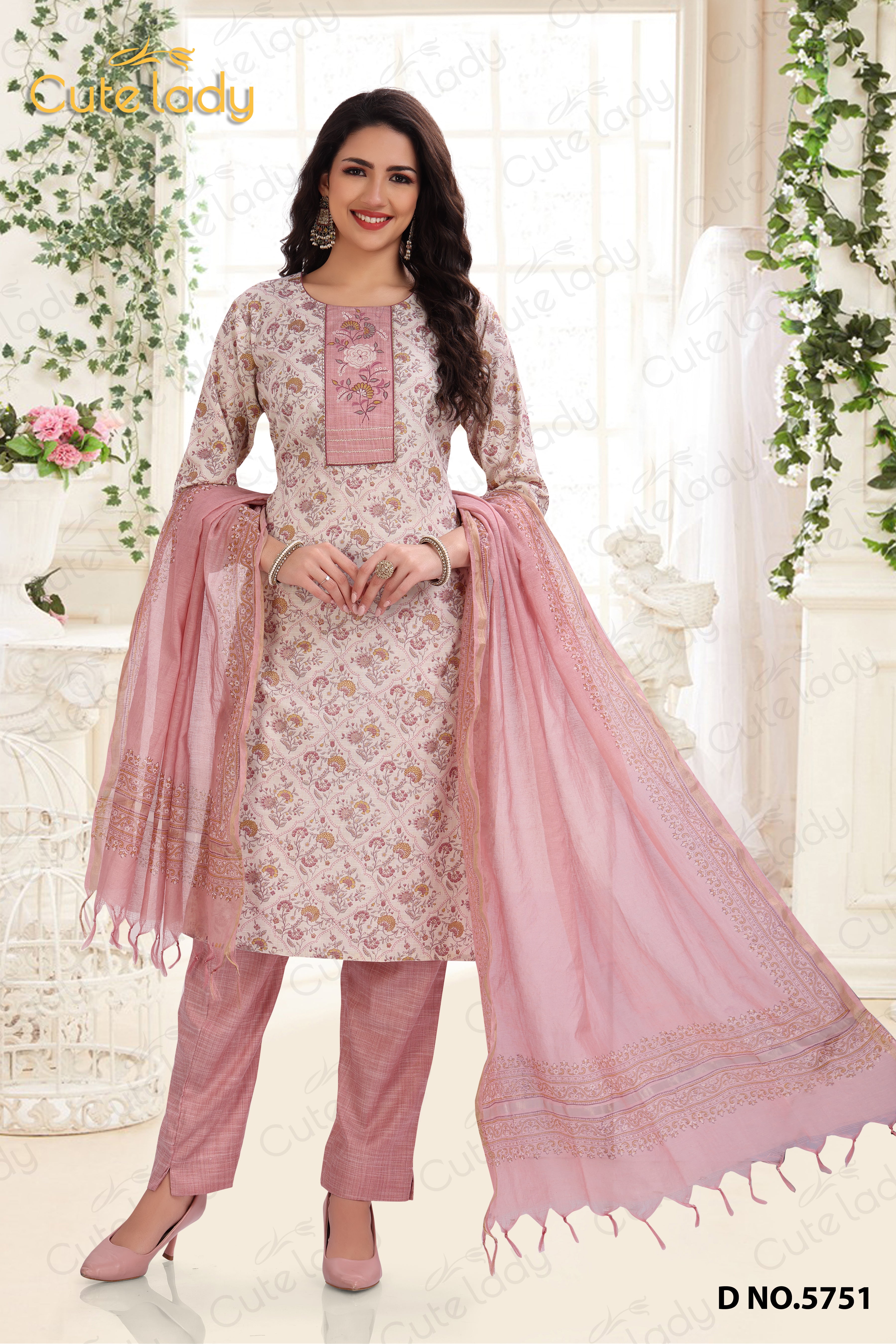 Elegant Printed Suit – D.No.5751