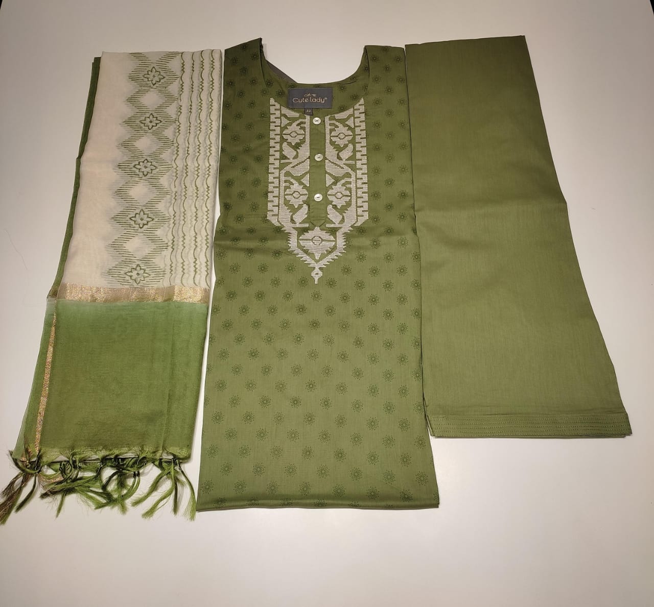 Embroidered Printed Suit - D.No.5780