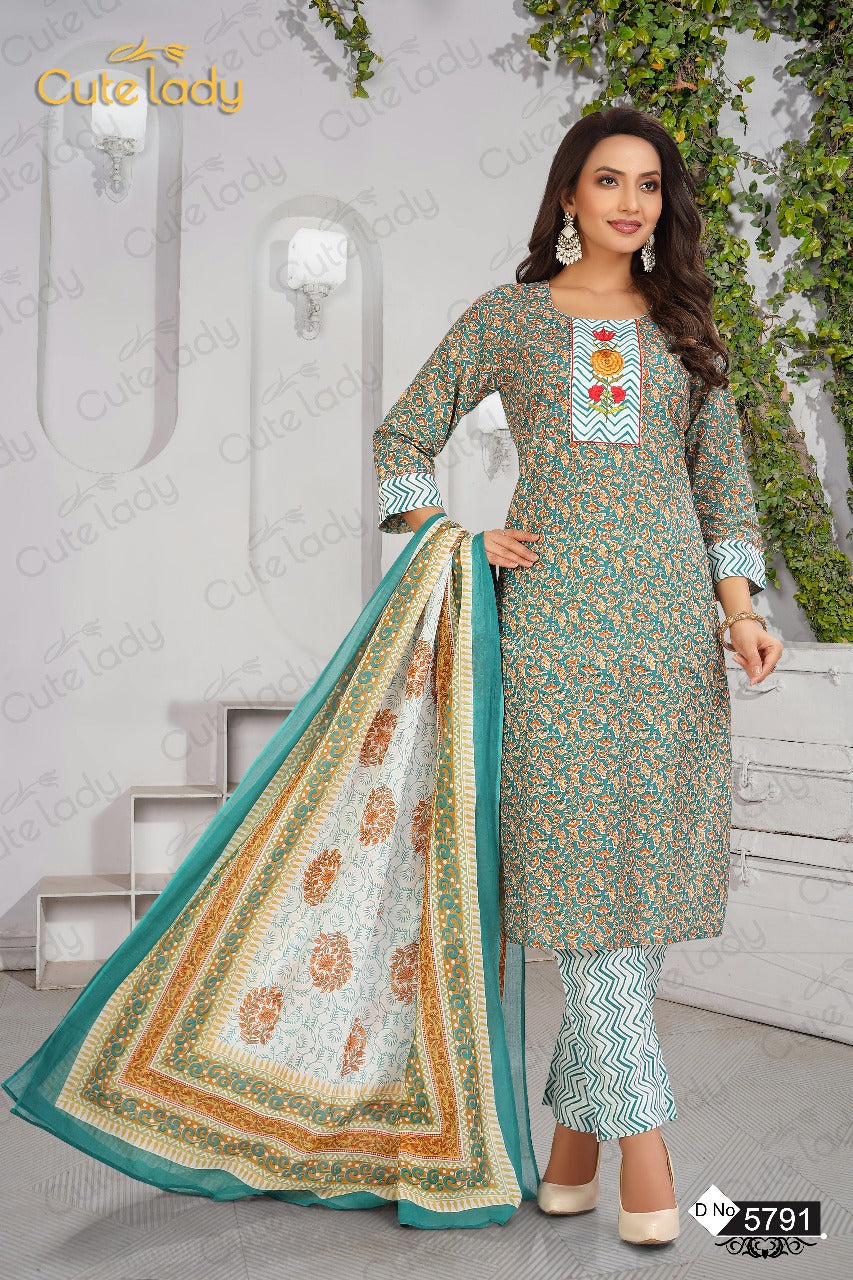 Vibrant & Multicolor Printed Suit – D.No.5791