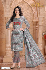 Load image into Gallery viewer, Floral Printed Cotton Suit Set with Dupatta – D.No. 5823
