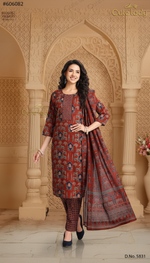 Load image into Gallery viewer, Ajrakh-inspired Print Cotton Suit – D.No. 5915
