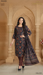 Load image into Gallery viewer, Ajrakh-inspired Print Cotton Suit – D.No. 5915

