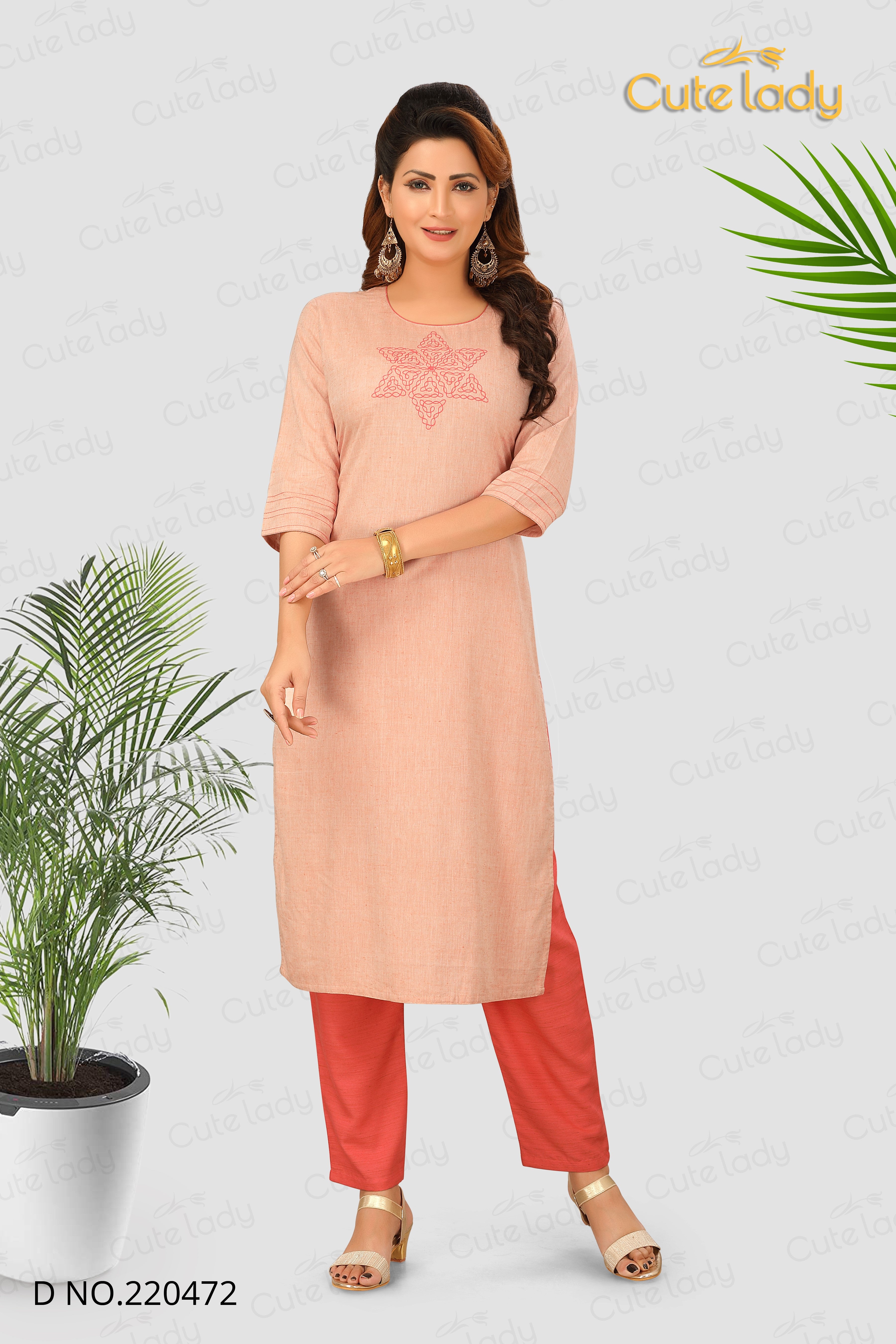Cotton Embroidered Kurta Pant D.no.220472 [Discount 15%]