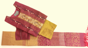 Chanderi Weaving Design Hand Embroidered Suit D.no.3929